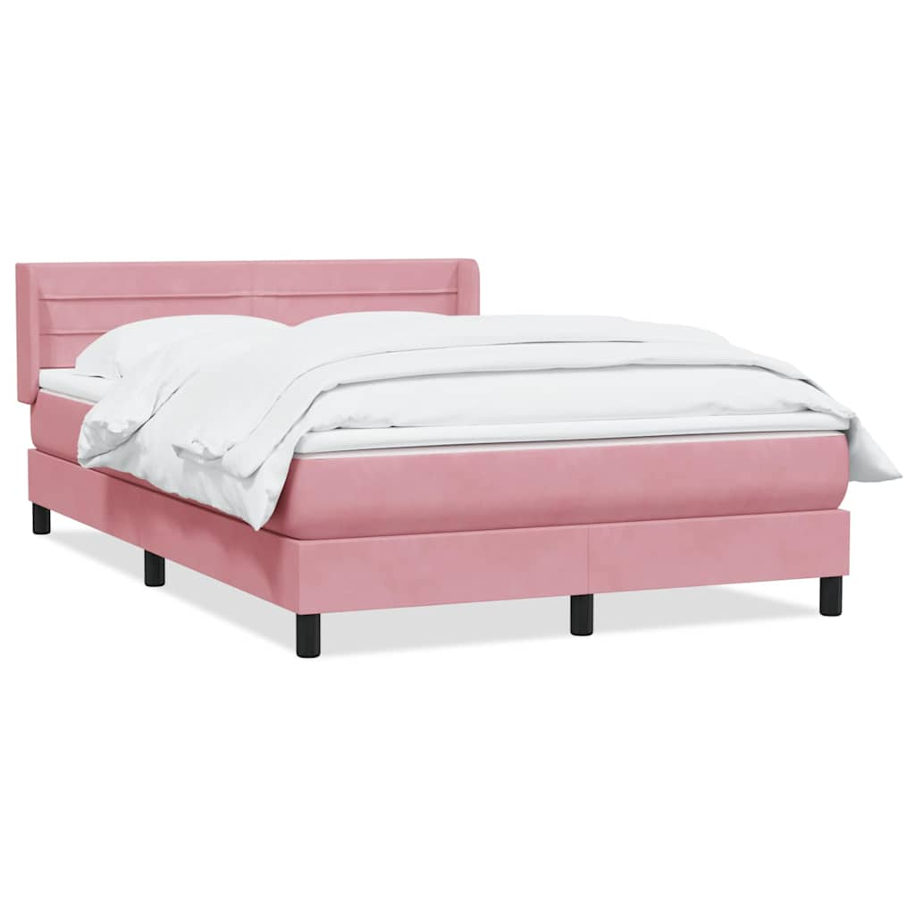 Sommier à lattes de lit avec matelas rose 140x210 cm velours