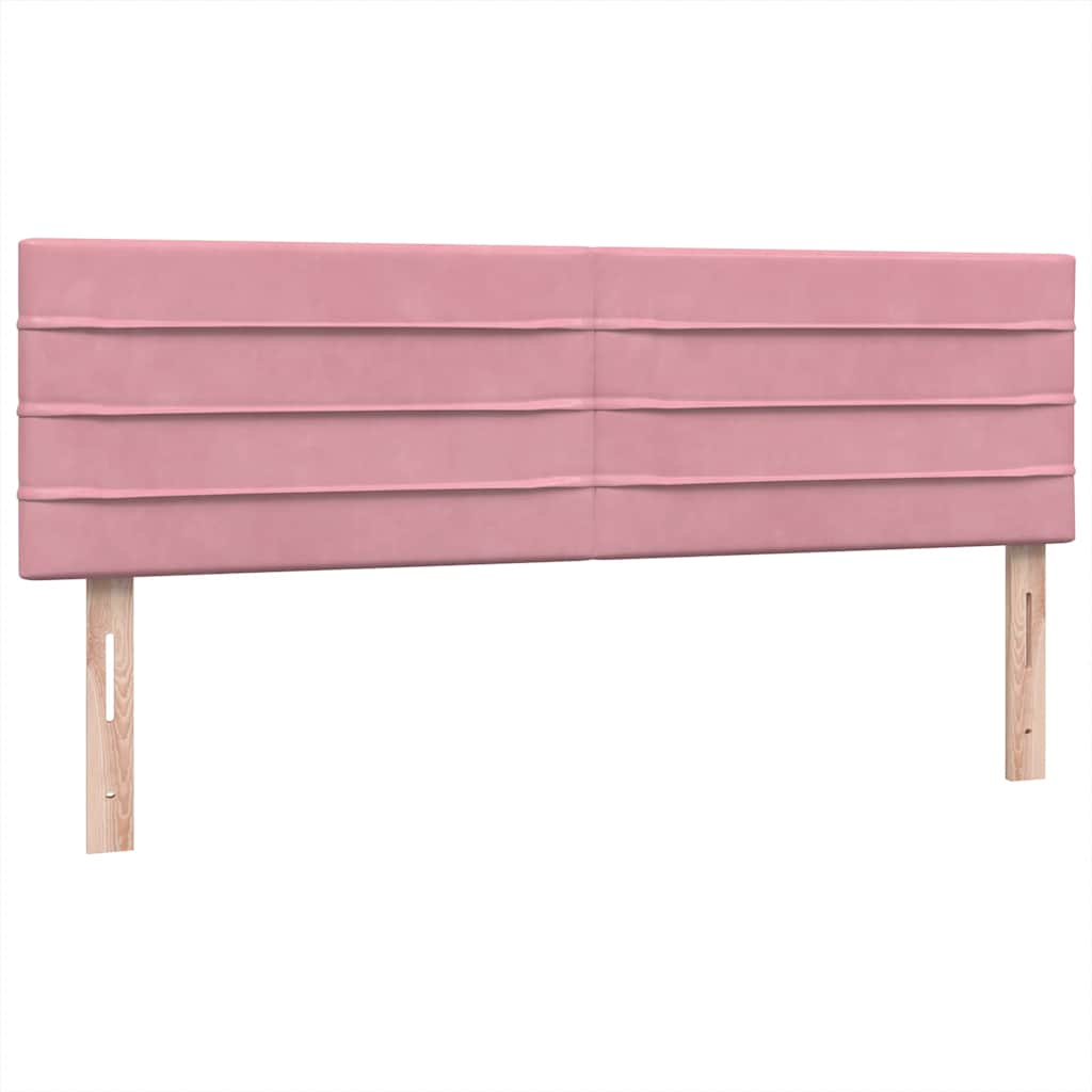 Sommier à lattes de lit avec matelas rose 140x210 cm velours