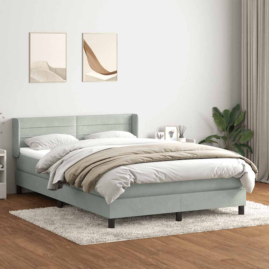 Sommier à lattes de lit et matelas gris clair 160x210cm velours