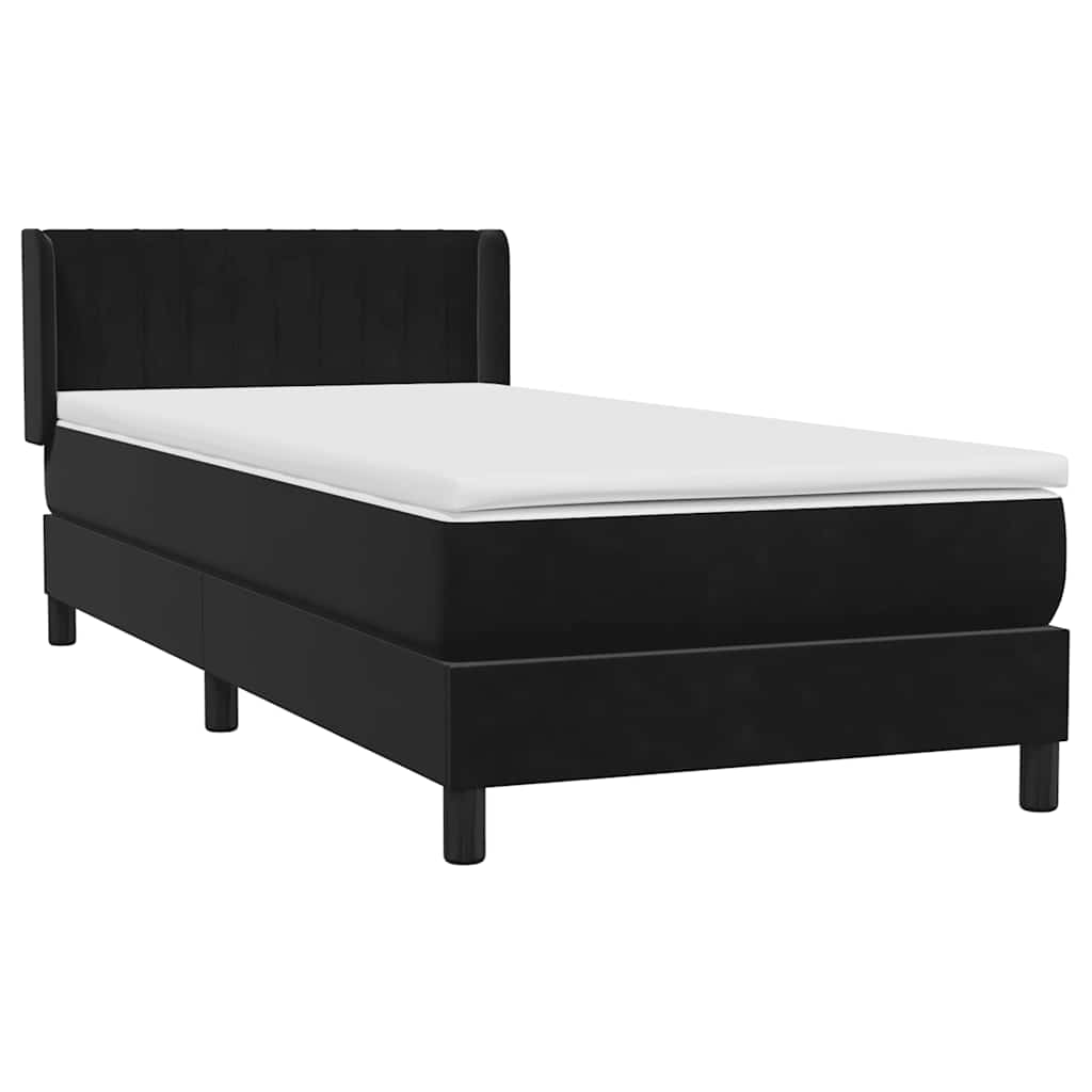 Sommier à lattes de lit avec matelas noir 80x210 cm velours