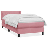 Sommier à lattes de lit avec matelas rose 80x210 cm velours