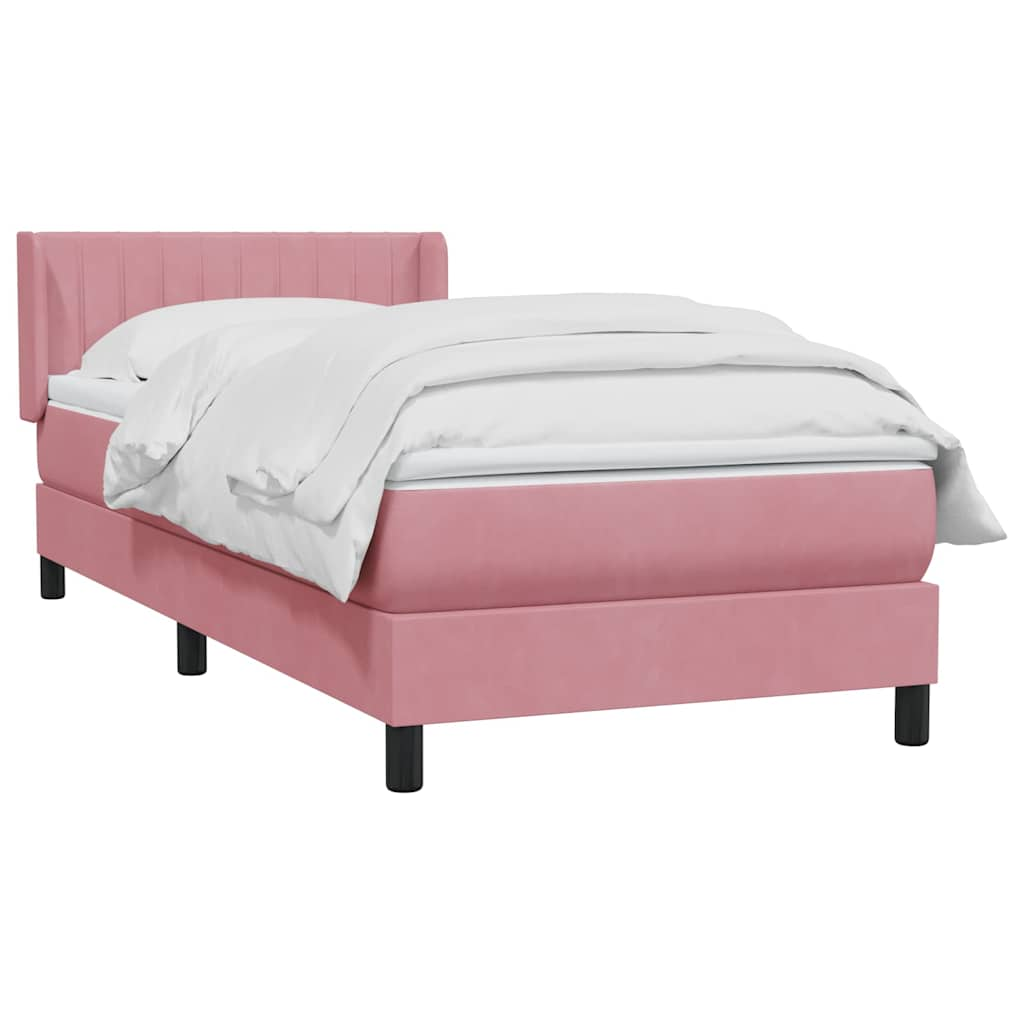 Sommier à lattes de lit avec matelas rose 80x210 cm velours