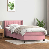 Sommier à lattes de lit avec matelas rose 90x210 cm velours