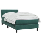 Dark green slatted bed base and mattress 100x210cm velvet