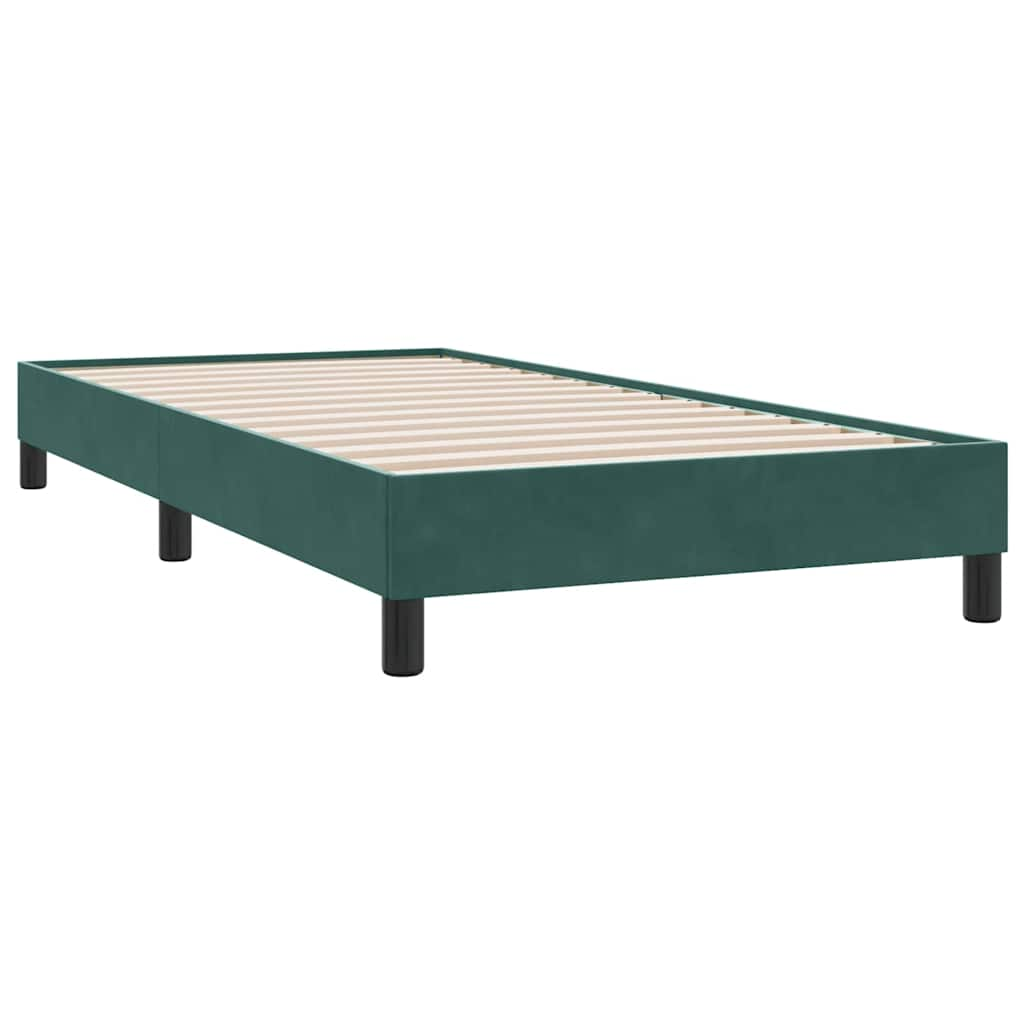 Dark green slatted bed base and mattress 100x210cm velvet