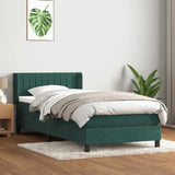 Dark green slatted bed base and mattress 100x210cm velvet