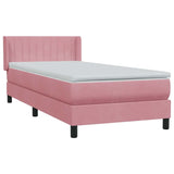 Sommier à lattes de lit avec matelas rose 100x210 cm velours