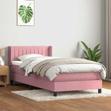 Sommier à lattes de lit avec matelas rose 100x210 cm velours