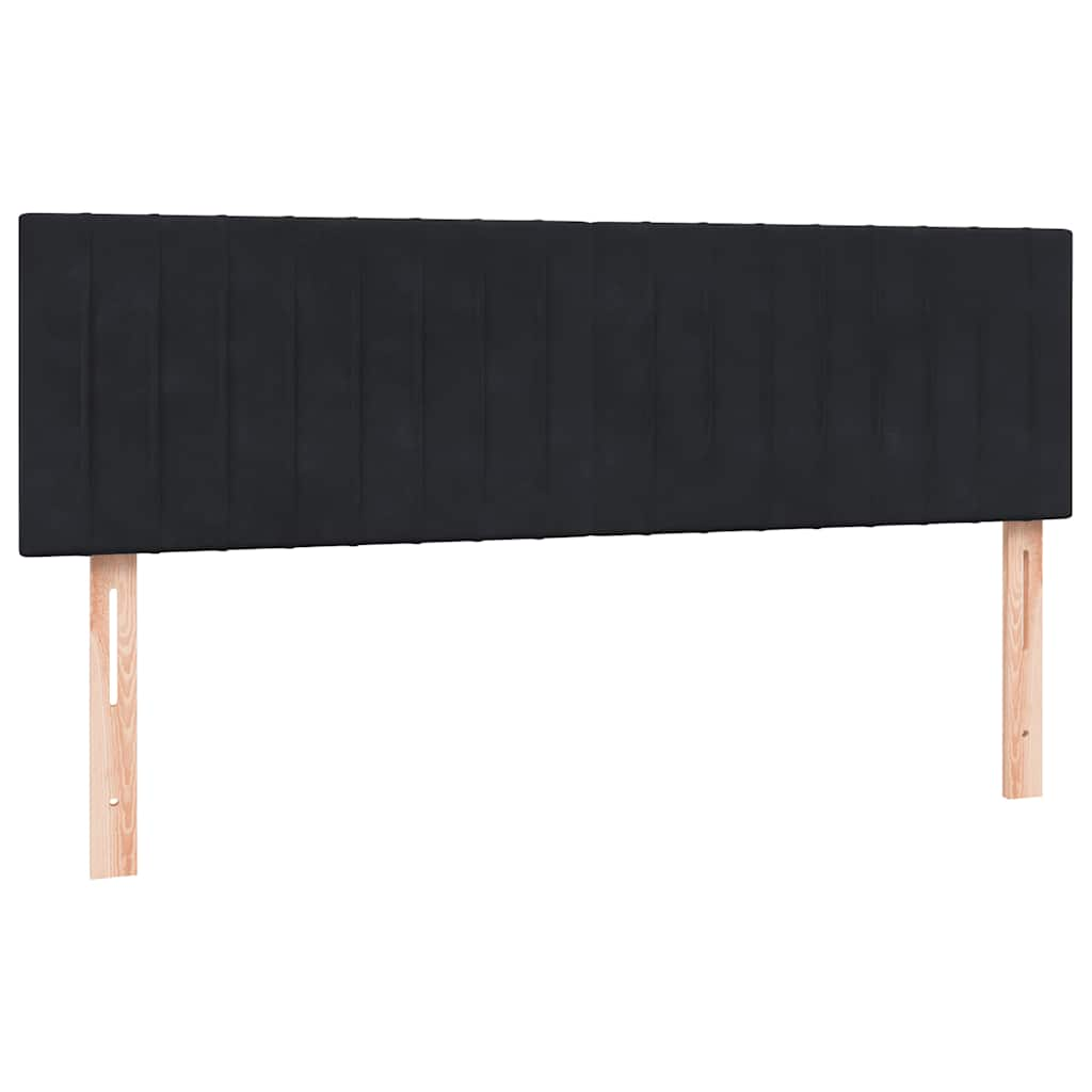 Sommier à lattes de lit avec matelas noir 140x210 cm velours