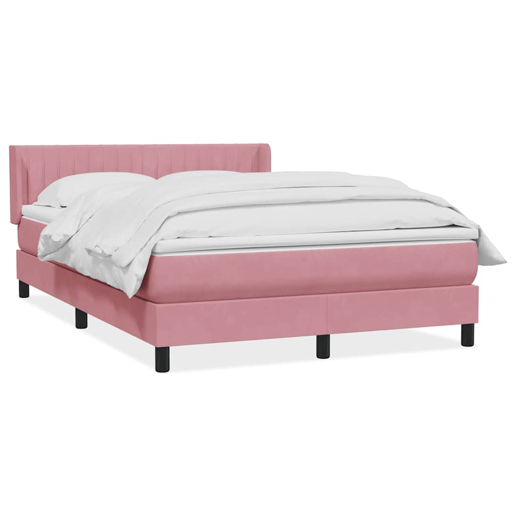 Sommier à lattes de lit avec matelas rose 140x210 cm velours