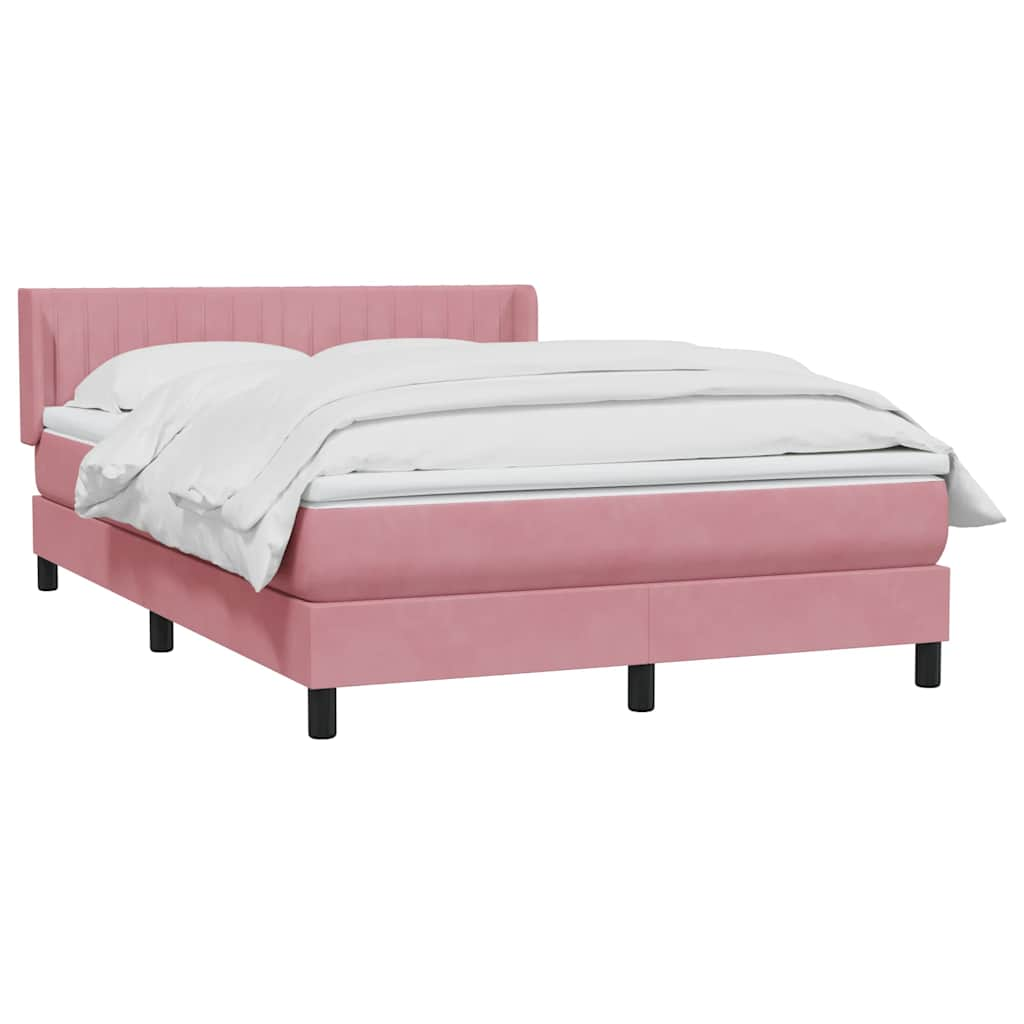 Sommier à lattes de lit avec matelas rose 160x210 cm velours