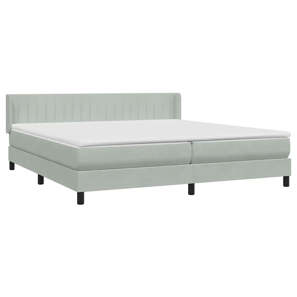 Sommier à lattes de lit et matelas gris clair 200x210cm velours