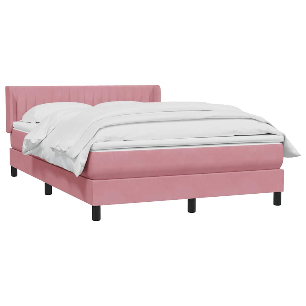 Sommier à lattes de lit avec matelas rose 140x220 cm velours