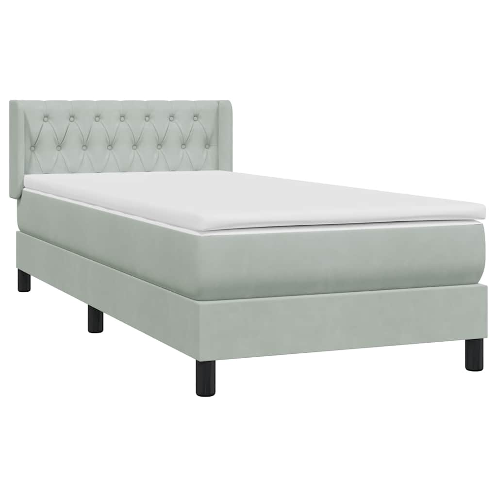 Sommier à lattes de lit et matelas gris clair 90x210 cm velours