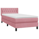 Sommier à lattes de lit avec matelas rose 100x210 cm velours