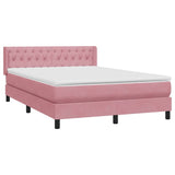 Sommier à lattes de lit avec matelas rose 140x210 cm velours