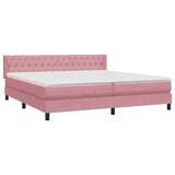 Sommier à lattes de lit avec matelas rose 180x210 cm velours