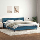 Dark blue slatted bed base and mattress 200x210cm velvet