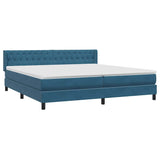 Dark blue slatted bed base and mattress 180x220cm velvet