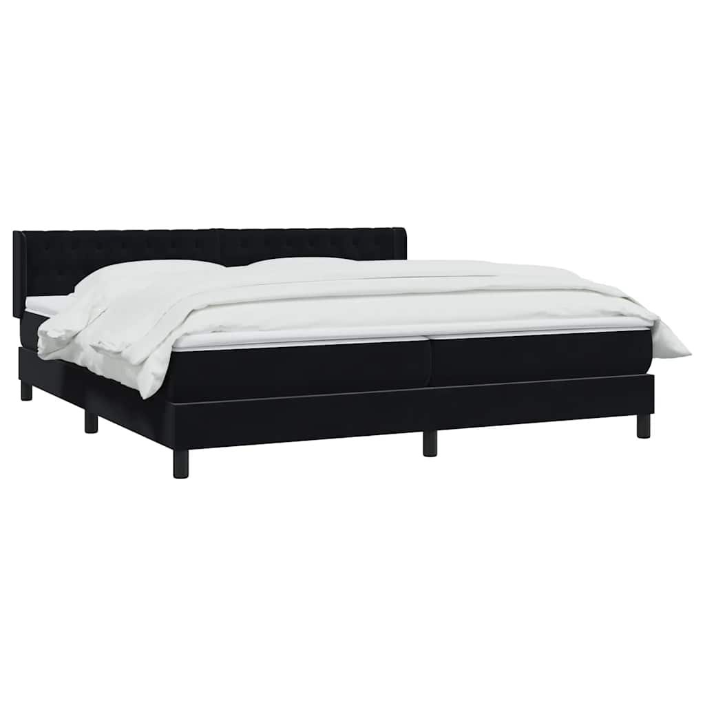 Slatted bed base with black mattress 200x220 cm velvet