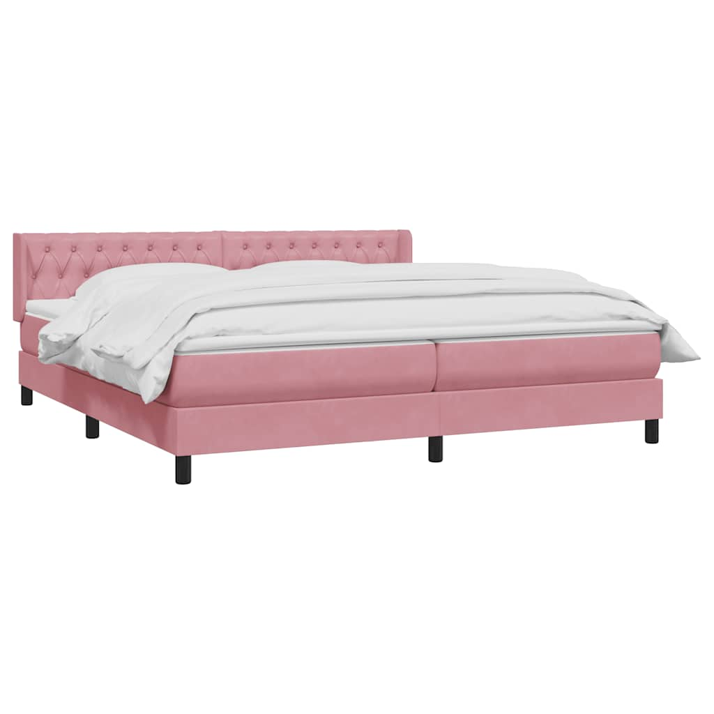 Sommier à lattes de lit avec matelas rose 200x220 cm velours