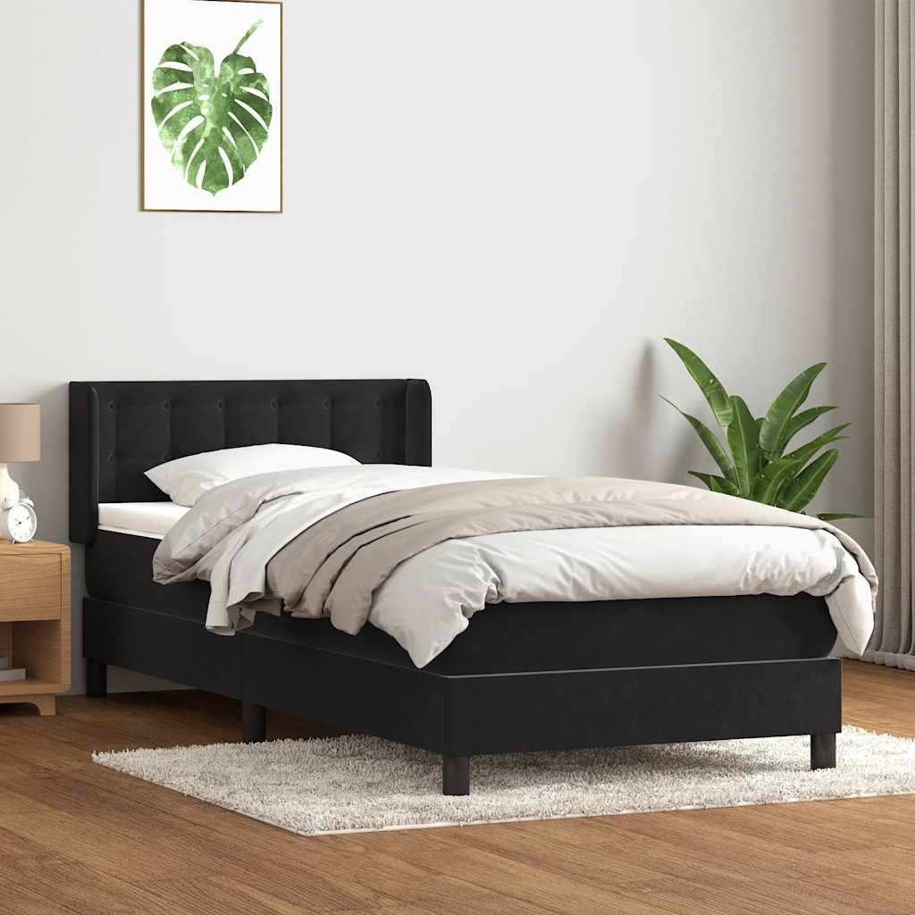 Sommier à lattes de lit avec matelas noir 80x210 cm velours