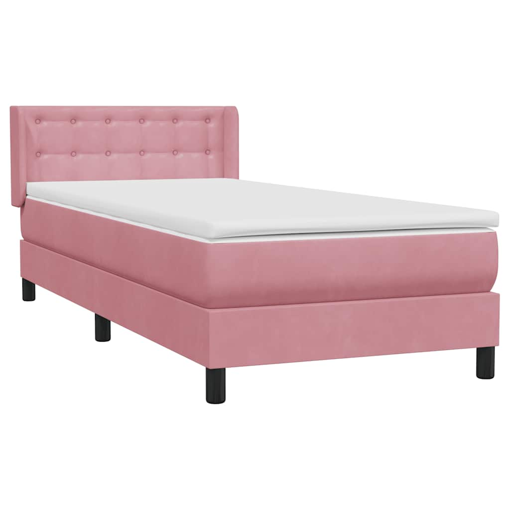 Sommier à lattes de lit avec matelas rose 90x210 cm velours