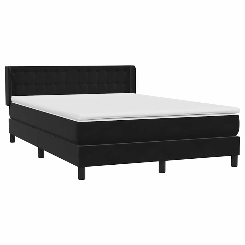 Sommier à lattes de lit avec matelas noir 140x210 cm velours