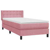 Sommier à lattes de lit avec matelas rose 80x220 cm velours