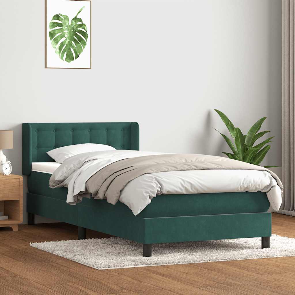 Sommier à lattes de lit et matelas vert foncé 90x220 cm velours