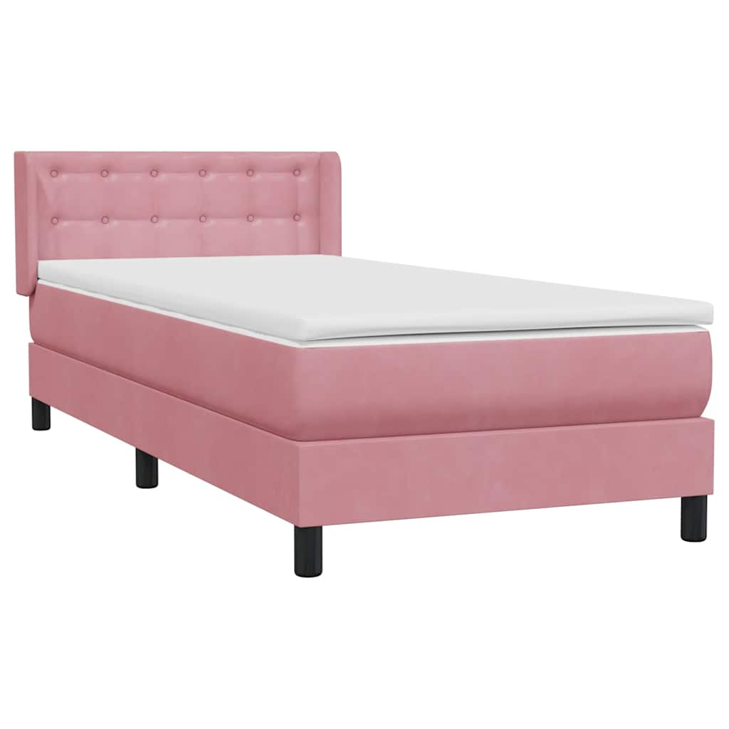 Sommier à lattes de lit avec matelas rose 90x220 cm velours