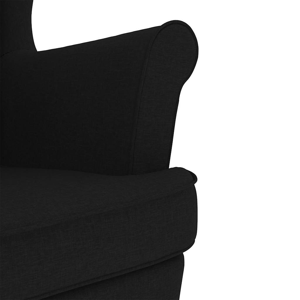 Chaise à bascule avec repose-pied Noir Tissu