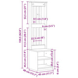 Portemanteau SANDENS blanc 45x40x159,5 cm bois massif pin