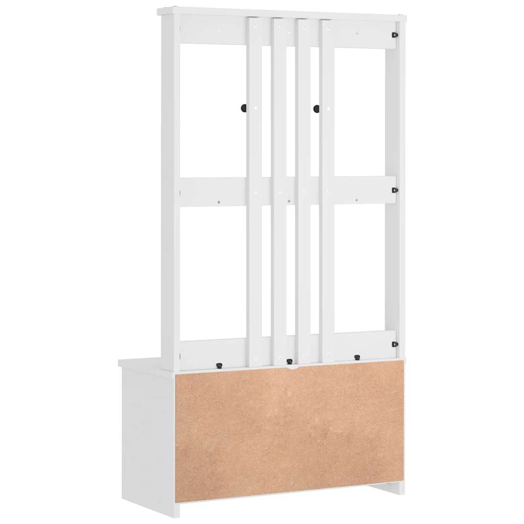 Portemanteau SANDENS blanc 87x40x159,5 cm bois massif pin