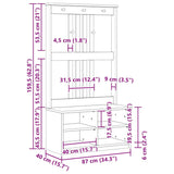 Portemanteau SANDENS blanc 87x40x159,5 cm bois massif pin