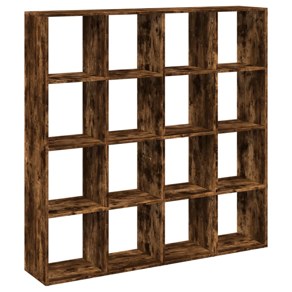 Bibliothèque chêne fumé 137,5x29x137,5 cm bois d'ingénierie