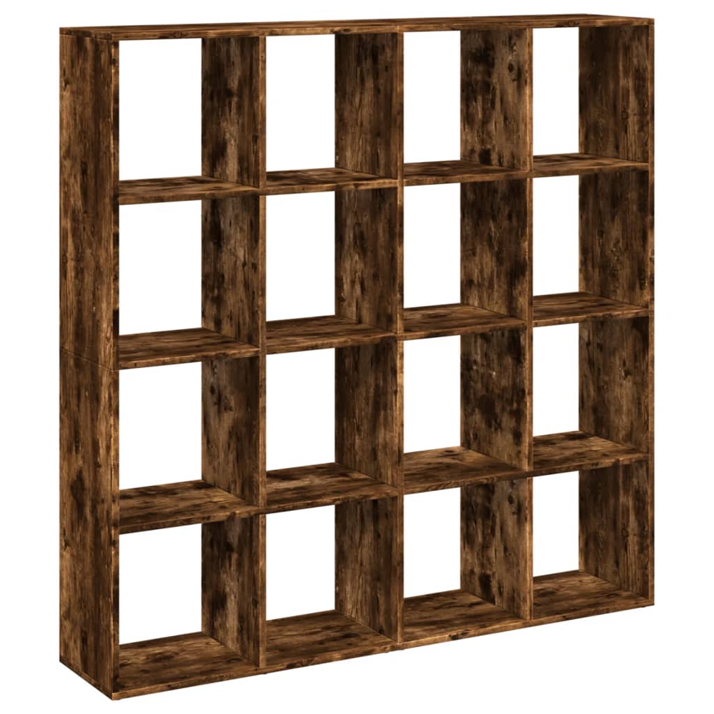 Bibliothèque chêne fumé 137,5x29x137,5 cm bois d'ingénierie