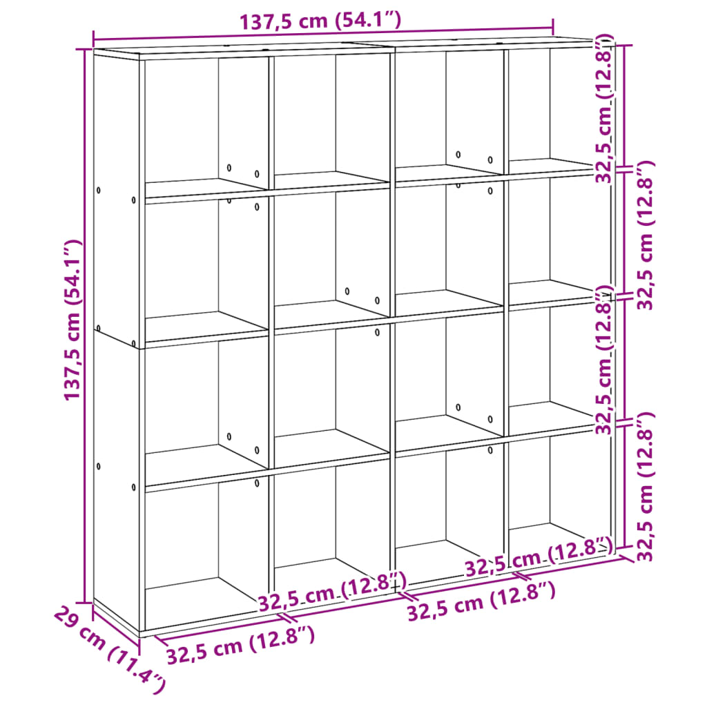 Bibliothèque chêne marron 137,5x29x137,5 cm bois d'ingénierie