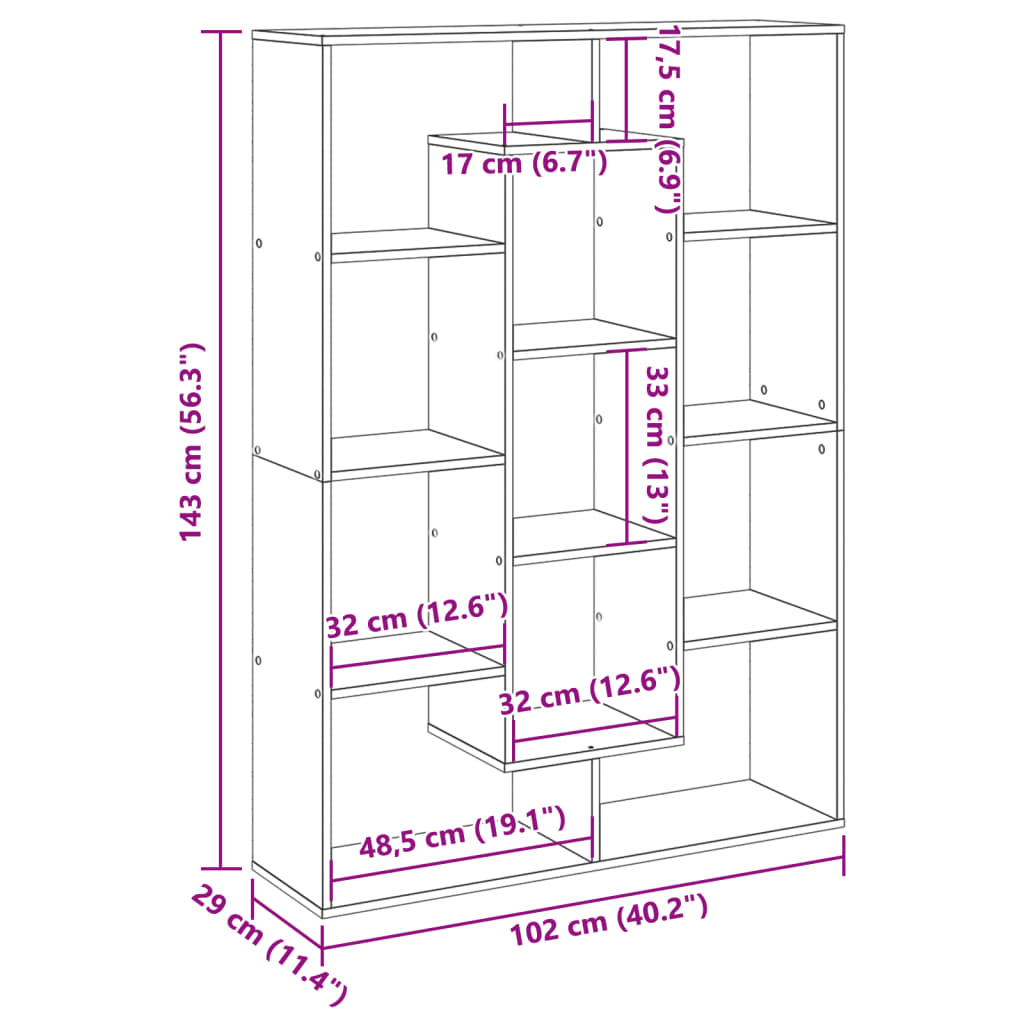 Bibliothèque blanc 102x29x143 cm bois d'ingénierie