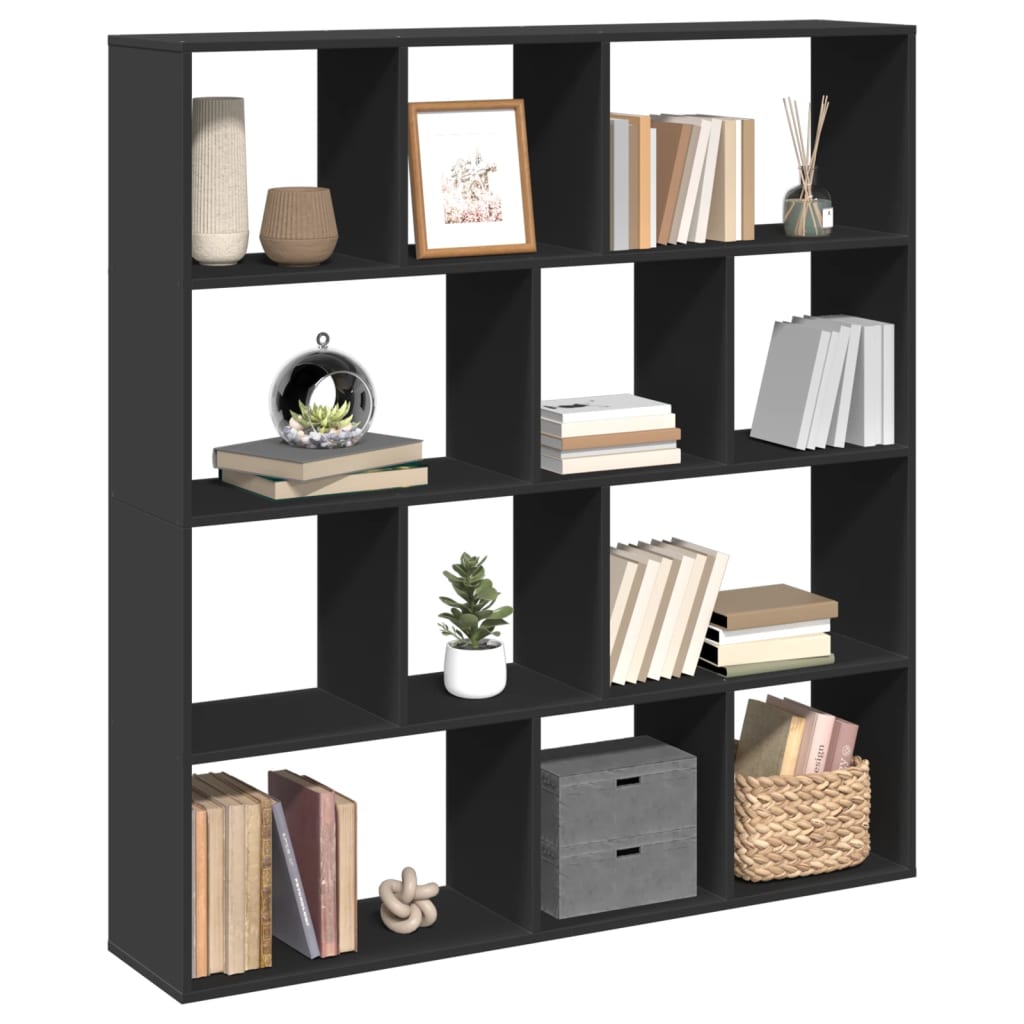 Black bookcase 132x29x141.5 cm engineered wood