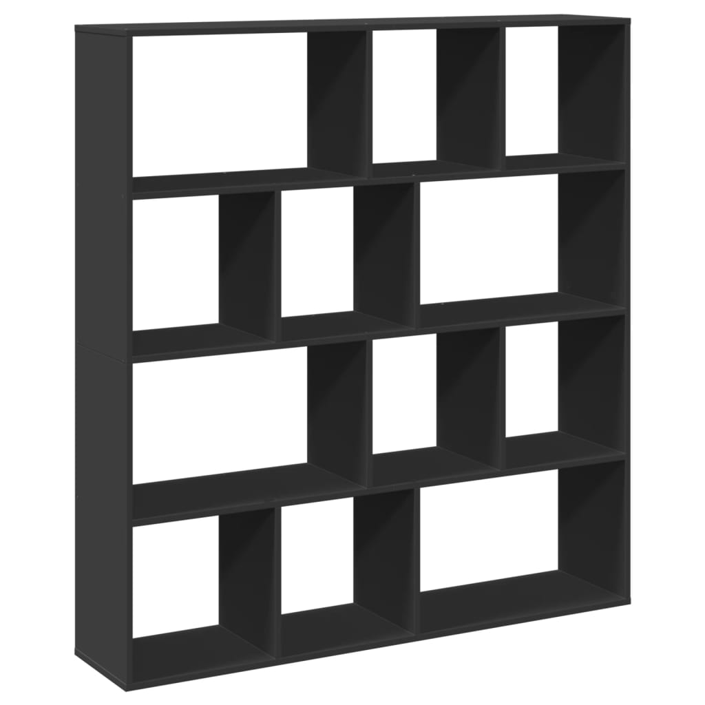 Black bookcase 132x29x141.5 cm engineered wood