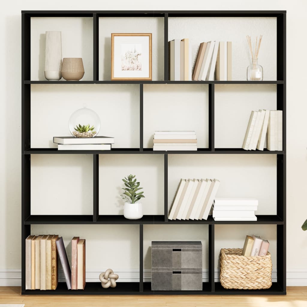 Black bookcase 132x29x141.5 cm engineered wood