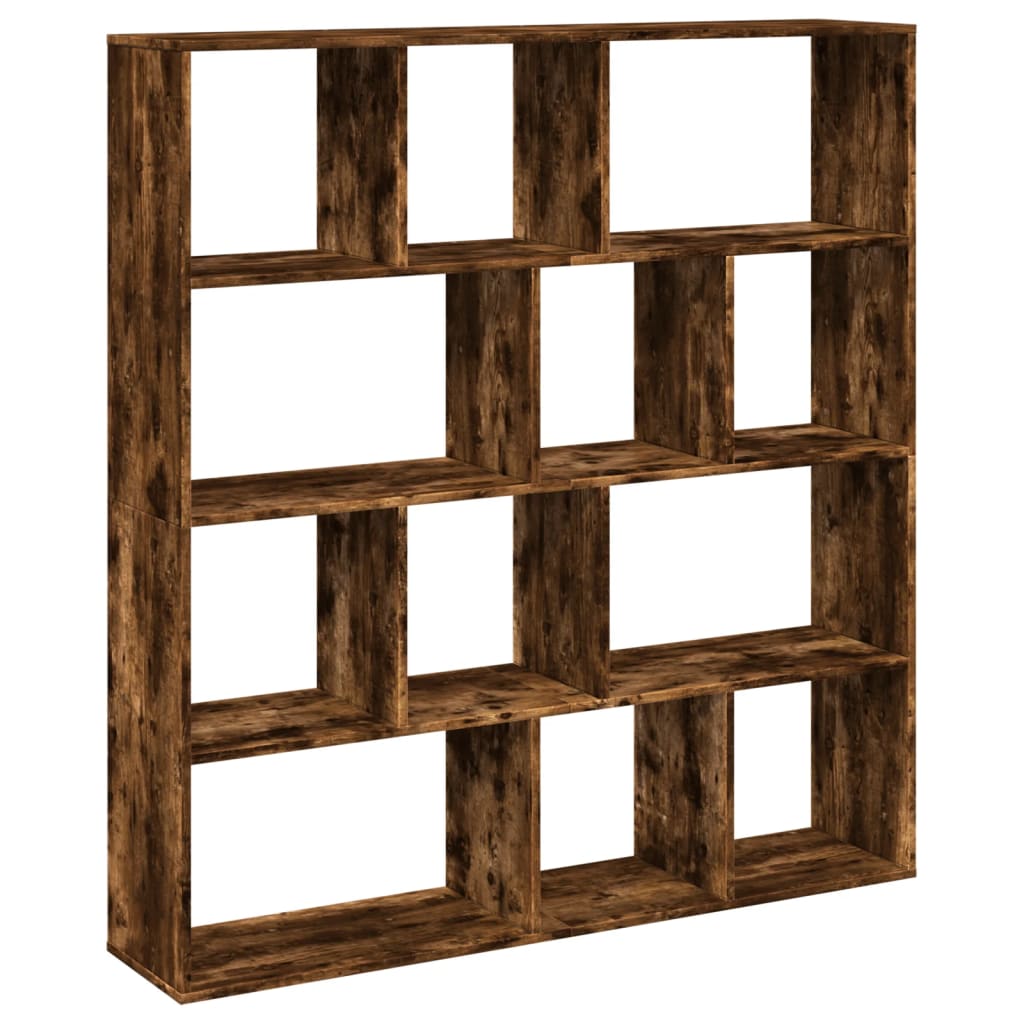 Bibliothèque chêne fumé 132x29x141,5 cm bois d'ingénierie