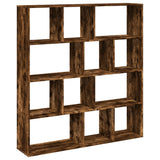 Bibliothèque chêne fumé 132x29x141,5 cm bois d'ingénierie