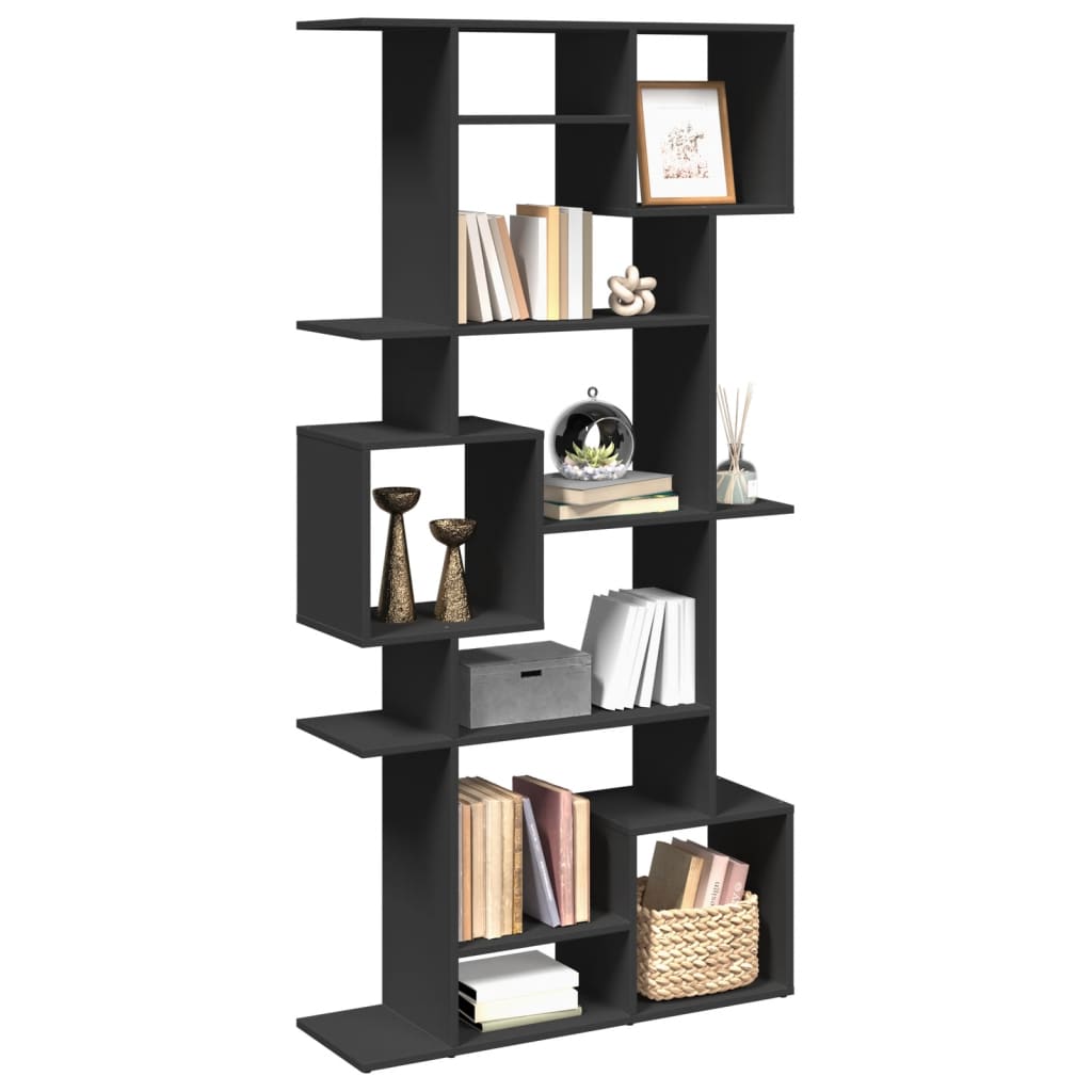 Black bookcase 92x29x188 cm engineered wood