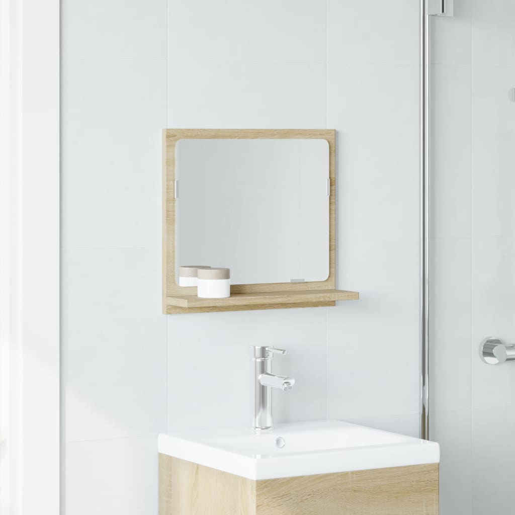 Étagère de salle de bain à miroir chêne sonoma bois ingénierie