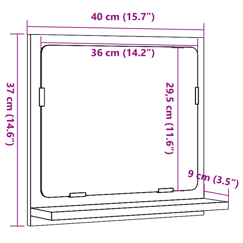 Étagère de salle de bain à miroir chêne sonoma bois ingénierie