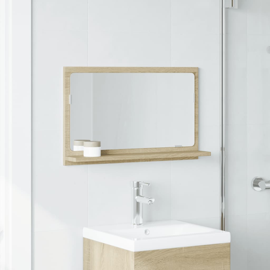 Étagère de salle de bain à miroir chêne sonoma bois ingénierie