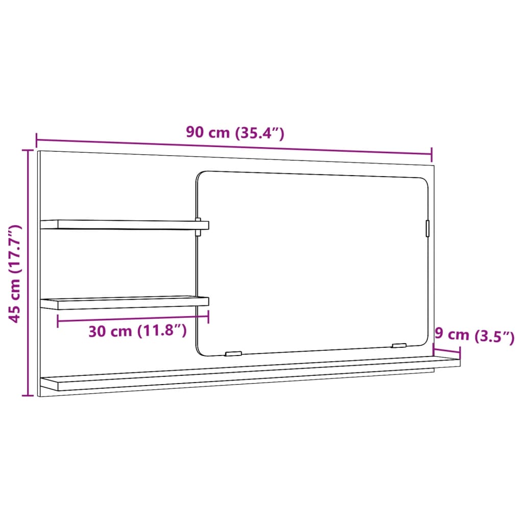 Armoire à miroir de salle de bain gris béton bois d'ingénierie