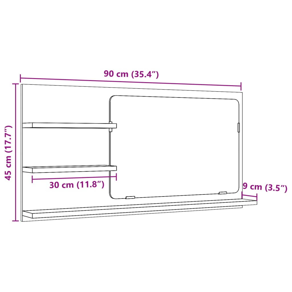 Handgefertigter Badezimmerspiegelschrank aus Eiche, 90 x 11 x 45 cm